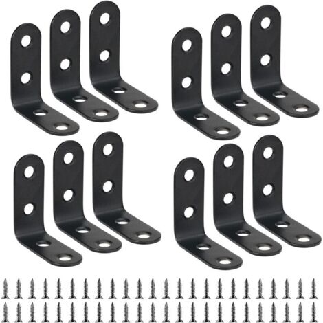 CSPARKV 12 Pièces Équerre de Fixation 40mmX40mm Equerre de Fixation Noir Angle Droit Support en forme de L 40mm Équerre Angle 90 Degrés en Acier Inoxydable Équerre Étagère pour Bois Meubles Placard Su (1/5)