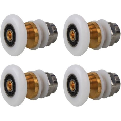Roulettes Porte de Douche 20mm, Roulette Porte Coulissante Douche en Laiton 4 Pièces pour Rouleau pour Remplacement de Douche Coulissante Verre Porte Coureurs Rouleaux (20MM) (1/5)