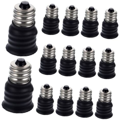 Adaptateur D'ampoule E12 Vers E14 Léger En Plastique Noir, Convertisseur De Culot De Lampe 15 Pièces, Compatible Ampoules Standard, Pour Garages Et Ateliers (1/5)
