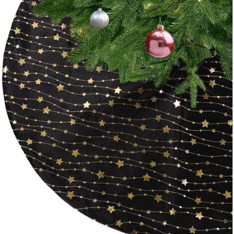 Jupe de Sapin de Noël Noire Avec Étoiles d'Or - Couvre-Pied pour Décorations de Maison de Vacances, 90cm (1/5)