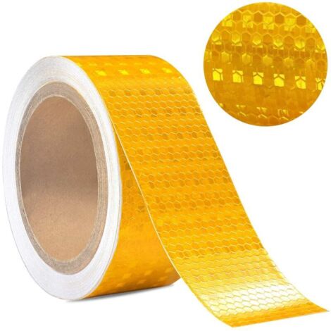 CSPARKV Bande Réfléchissante Autocollante,25m x 5cm Ruban D'avertissement Réfléchissant Haute Intensité Motif en Nid d'abeille Bande Réfléchissante Sécurité Imperméable pour Véhicules Remorques Vélos (1/5)