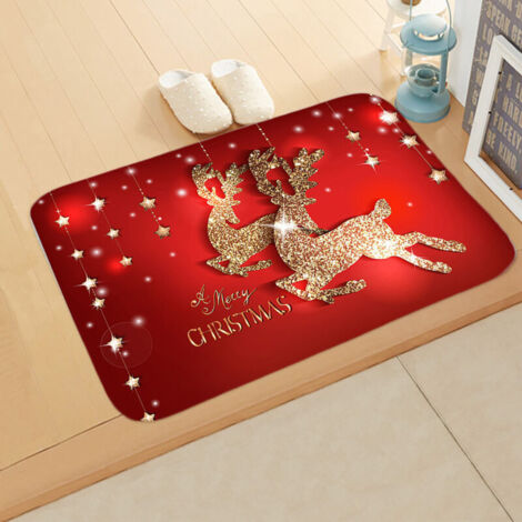 Paillasson de Noël, Tapis de Sol de Noël, Tapis de Bain Antidérapant, Tapis D'entrée Noël, Paillasson Absorbant, Décoration Noël Tapis, Motif de N-oël T-apis pour Salon Chambre Couloir Salle (1/5)