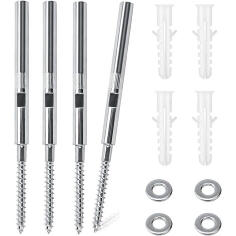 Lot de 4 Supports d'étagère murale invisibles Ø8x150mm, Fixation Etagere Invisible, Fixation étagère en Acier Comprenant Rondelles et Chevilles - Capacité de Charge 18kg (150MM) (1/5)