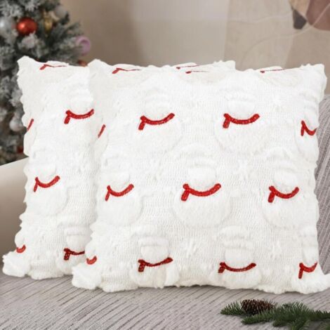 Housse De Coussin Noel 45x45 CM, Lot De 2 Housse Coussin Noël Decoratif, Housse Taie Oreiller Christmas pour Hiver Déco Noël Intérieur, Coussins Décoratifs (Bonhomme de Neige, 45x45cm) (1/5)