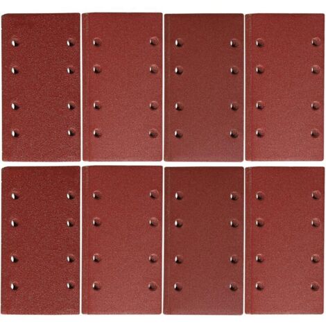 CSPARKV Lot de 48 Feuilles Abrasives pour Ponceuse Vibrante 93 x 185 mm Papier de Verre 8 Trous Grain 40 60 80 120 180 240 320 400 (1/5)