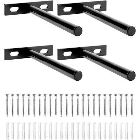 4 Pièces Fixation Étagères Murale Invisible - 125mm - Supports Étagères Flottante en Fer Solide (1/5)