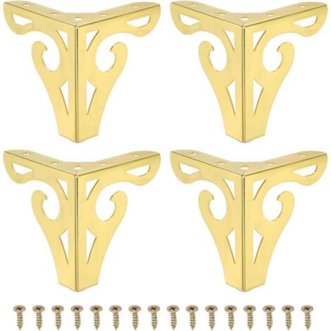 10 cm Pieds De Meuble Évidés, Lot De 4 Pieds De Canapé Modernes en Métal Triangle pour Remplacer Les Pieds Armoire Commode Table Chaise Pouf Bibliothèque Garde-Robe, Or (1/4)