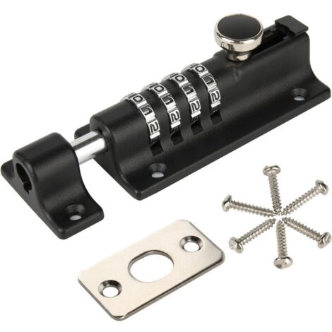 CSPARKV Boulon de verrouillage à combinaison à 4 chiffres, serrure de porte coulissante réinitialisable, verrou de sécurité avec réglage de mot de passe, pour portail, granges, garages, clôtures (1/5)