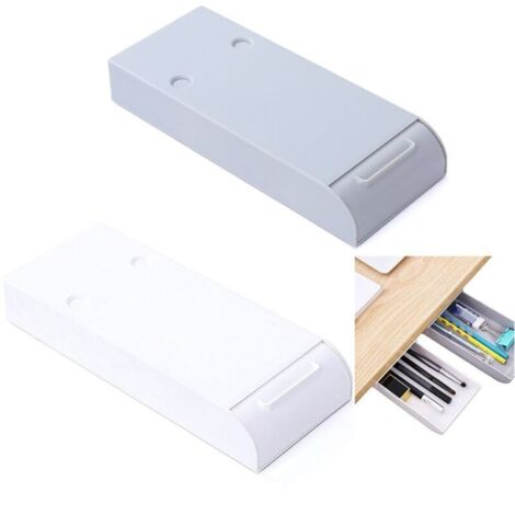 Sous Organisateur de Tiroir de Bureau, 2 Pièces Tiroir Auto-adhésif Sous le Bureau Caché de Rangement de Tiroir de Bureau pour Crayons, Téléphone, Trombones, le Bureau, la Maison (1/5)