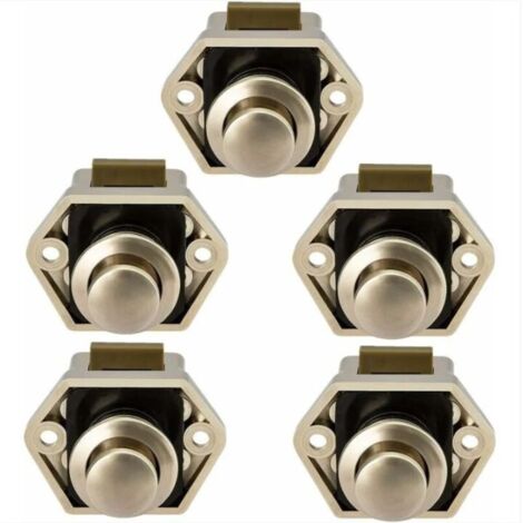 Lot de 5 Bouton Poussoir Loquet pour Camping-Car - Fermeture Porte Placard RV Caravane (1/3)