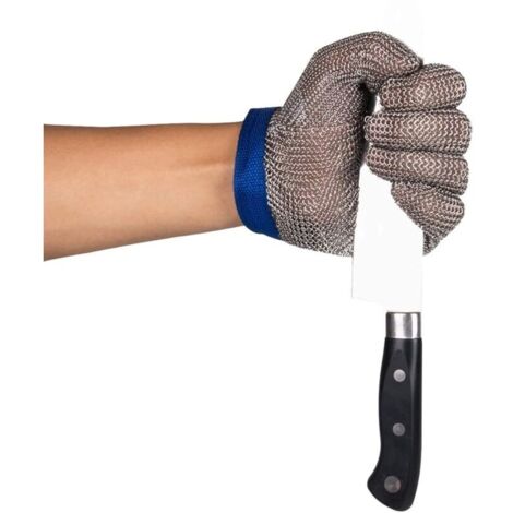 CSPARKV (25.5×25.5×25.5cm)1 pièce Bleu Gants de coupe de sécurité des gants 304L de maille d'acier pour la cuisine,Écaillage d'huîtres,Viande coupe et Sculpture sur bois (1/3)