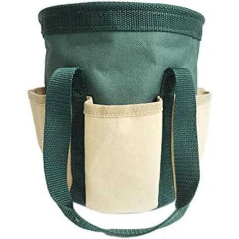 CSPARKV 19x21.5CM Porte-Outils de Jardin Sac à Outils de Jardin Robuste Sac fourre-Tout Organisateur d'outils de Jardinage avec 6 Poches pour Femmes Hommes Vert foncé (1/5)