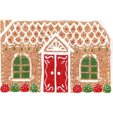 Paillasson De Noël - Paillasson Maison En Pain D'Épice - Tapis Doux Pour Fêtes D'Hiver Entrée Porche Sol Salle De Bain Intérieur Cuisine Salon Chambre Décor En Servant De Décoration Pour Intérieur (1/5)