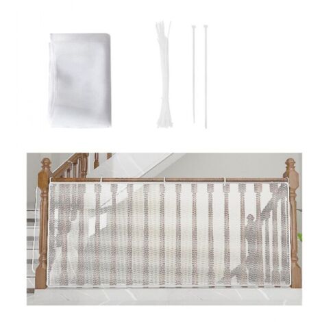 Filet de Sécurité pour Enfants, Bébé Filet de Protection pour Balcon et Escalier, 300Lx79H CM Robuste Réglable Clôture D'escalier Barriere de Securite en Maille pour Chat et Jouet, Blanc (1/5)