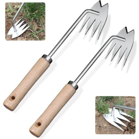 CSPARKV Lot de 2 Désherbeur À Main Outils,Outil de Désherbage Manuel,Inoxydable Extracteur de Mauvaises,Extracteur de Désherbage pour Jardin,Outil de Arrache Mauvaise Herbe,Désherbage en Acier Inoxyd (1/5)