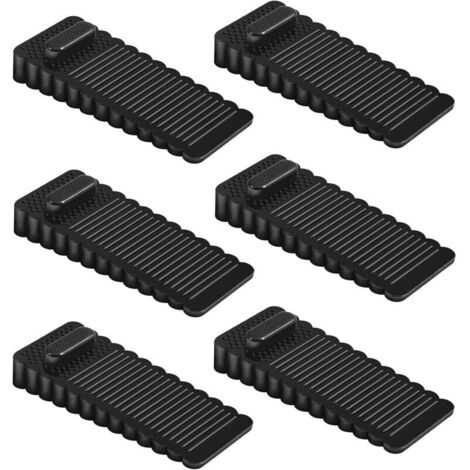 Cale Porte PVC 6 Pièces, Bloque Porte Sol Réglable en Hauteur et Empilée, Arrêts de Portes pour Portes et Sols de Divers Matériaux - Noir (1/5)