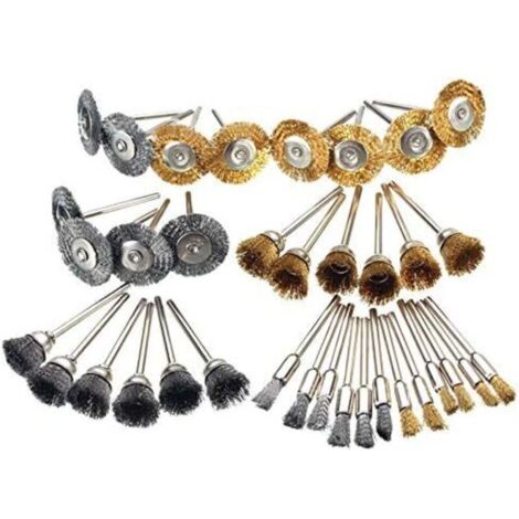 36Pcs Brosse metallique, Brosses de Polissage en Laiton en Acier Brosses de Fil Métallique Polissage Nettoyage Kit Outils Rotatifs en Laiton- (1/5)
