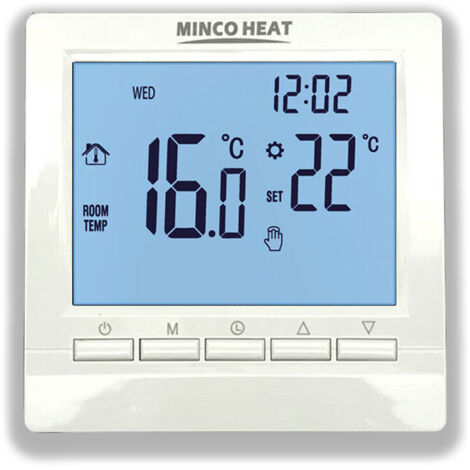 ContrôLeur de Thermostat, Thermostat Numérique Programmable 3 A - Contrôleur de Température Ambiante écran LCD Numérique, Rétroéclairage Bleu (1/5)