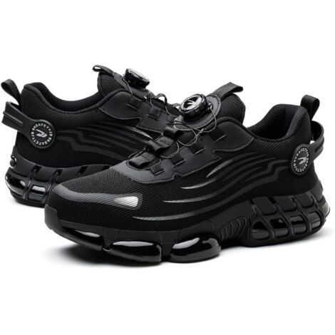 Chaussures de sécurité de travail anti-écrasement et anti-perforation, chaussures de sécurité à lacets à boucle rotative, chaussures de sécurité tissées volantes respirantes, chaussures de sport de sé (1/5)