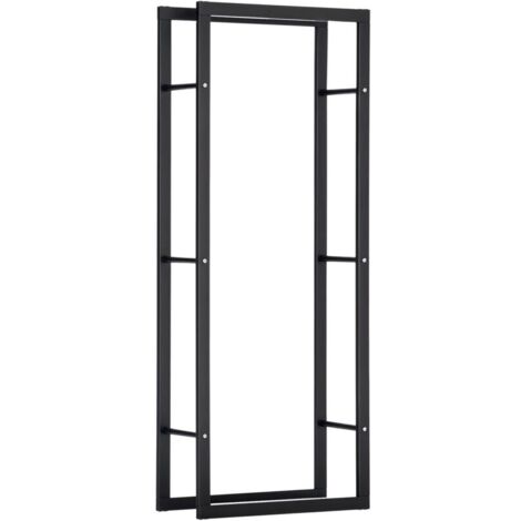 HOMCOM Range bûches Etagère porte bois de cheminée porte-bûches intérieur et extérieur charge max. 100 Kg dim. 60L x 25l x 150H cm métal noir (1/5)