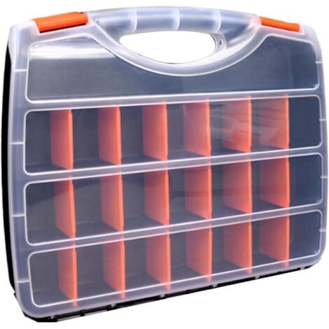 Boîtes transparentes pour organisateurs d'outils, compartiments ajustables, fermetures sécurisées, poignée ergonomique pour accessoires de quincaillerie(38.0X20.5x18.0cm) (1/5)