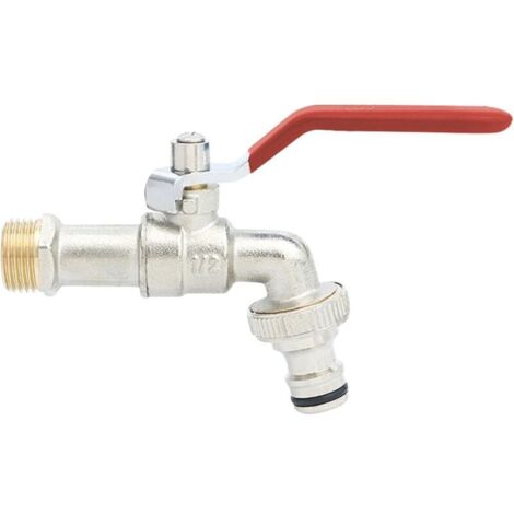 Robinet d'eau en laiton, robinet à bille d'entrée G1/2" extérieur avec connecteur, robinet de jardin extérieur pour jardin, machine à laver, citerne d'eau de pluie (1/5)