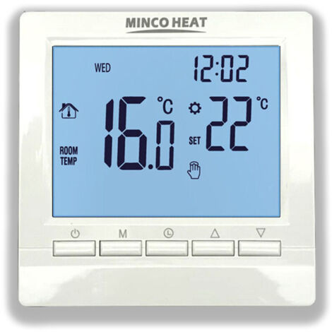 ContrôLeur de Thermostat, Thermostat Numérique Programmable 3 A - Contrôleur de Température Ambiante écran LCD Numérique, Rétroéclairage Bleu (1/5)