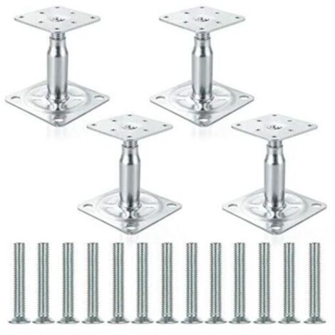Support de colonne galvanisé réglable de 100 à 150 mm, construction robuste pour toiture – lot de 4 (1/5)