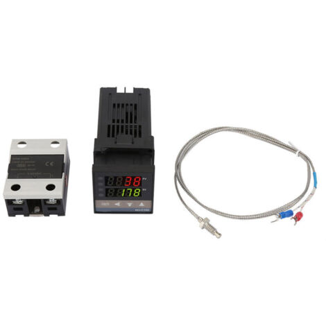 REX-C100 Régulateur de température PID, Kit d'alarme pour thermostat de régulateur de température PID 01300 ℃ Alarme numérique LED AC 110V-240V avec thermocouple/capteur de température K, maxim (1/5)