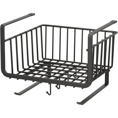 Panier de tiroir avec crochets – porte-essuie-tout, organisateur de rangement pour placards de cuisine – 28 cm, noir (1/5)