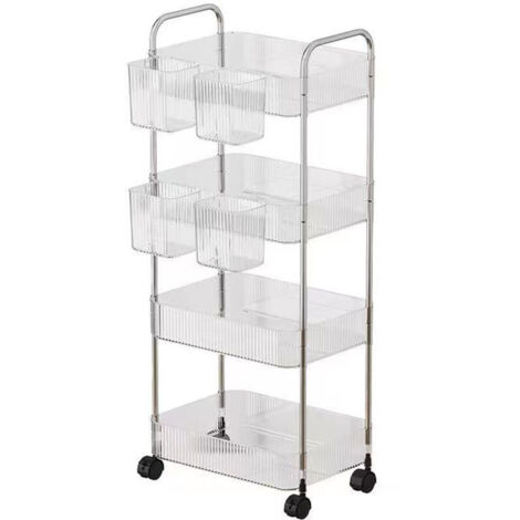 Organiseur de rangement en acrylique transparent, chariot de rangement pour cosmétiques, organisateur de toilette, table de chevet, 4 niveaux (1/5)