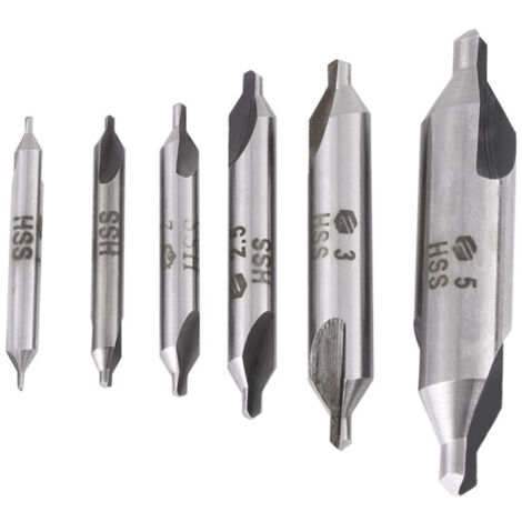 Kit de 6pcs Forets à Centrer HSS 60° Ø 1/1.5/2/2.5/3/5mm pour Métal (1/5)