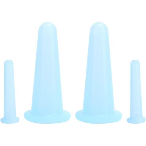 Ensemble de 4 ventouses de massage thérapeutique, pratiques, compactes, légères, souples, flexibles et nettoyables, appareil de massage du visage, bleu (1/5)