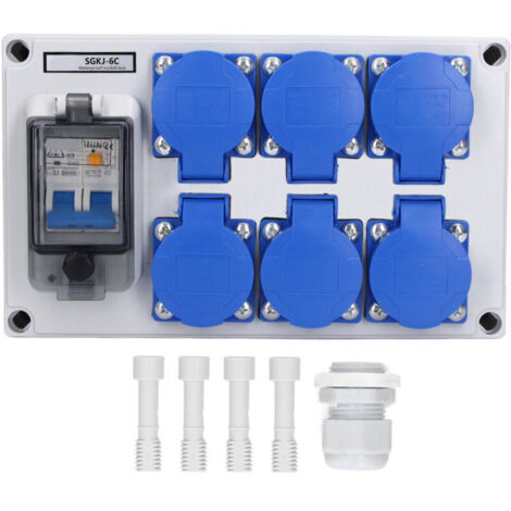 Boîte de Sortie Murale 200‑250 V, Prise d'interrupteur à Montage en Surface en ABS, Prises allemandes à 6 Positions pour Jardins extérieurs (1/5)