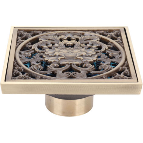 Siphon de sol en cuivre Antique 10x10cm, Anti-odeur, pour salle de bain, Anti-colmatage, pour hôtel (1/3)