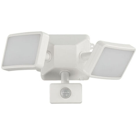 Lampes de sécurité pour l'extérieur avec détecteur de mouvement, projecteur à LED 1600LM avec PIR, double éclairage de sécurité blanc froid pour l'extérieur alimenté par le secteur, lampes ex - RWProj