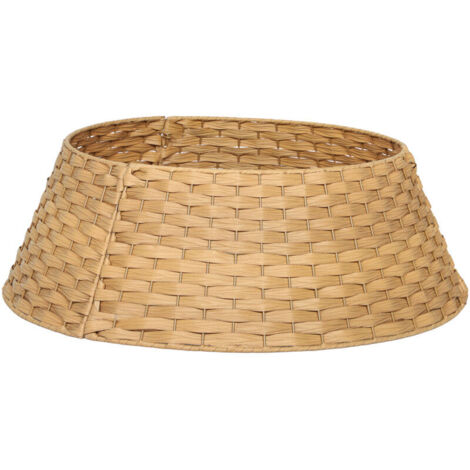 Jupe de sapin de Noël, Ø68 cm, collerette en plastique pour les pieds du sapin, couvre-pieds pour la maison, les fêtes et les décorations, bois naturel (1/5)