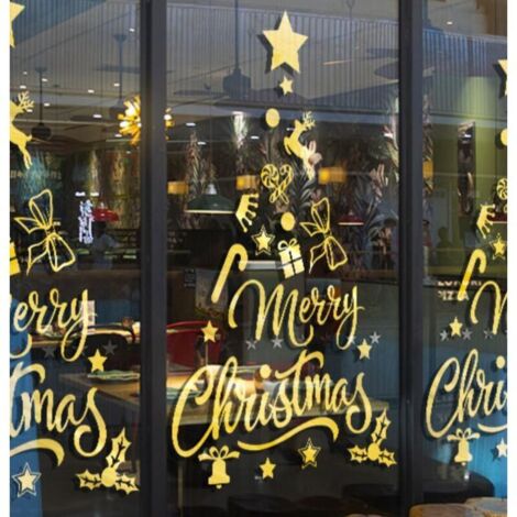 Autre décoration pour Noël, Lot de 1 Autocollants décoratifs pour vitres de Noël (Noël joyeux et coloré - Taille moyenne,60x90CM) (1/4)