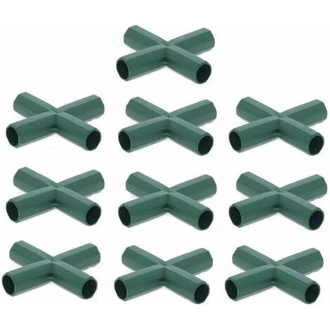 Lot de 10 Connecteurs De Cadre De Serre pour cadre de jardin, cages à fruits, clôtures, cadre de serre, connecteurs (16mm,Plat / 4 trous) (1/4)