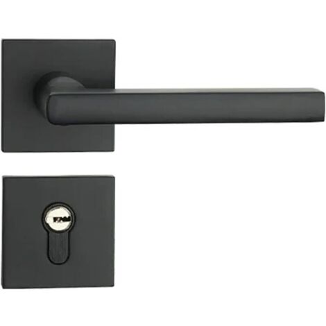 Serrure de porte de chambre silencieuse en acier inoxydable noir, quincaillerie de serrure de porte de maison (1/5)