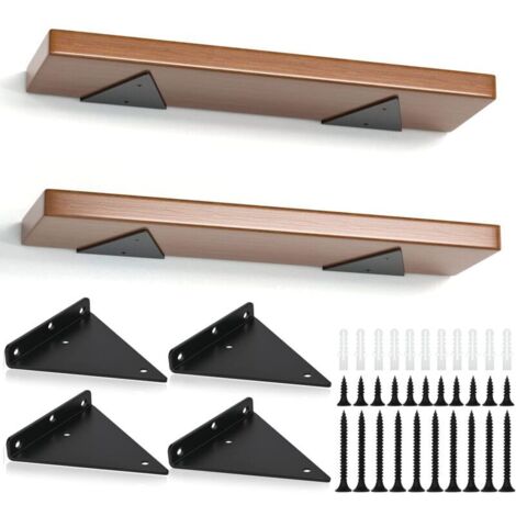 Lot de 4 supports d'étagère triangulaires, supports d'étagère flottants en fer de 14 cm, supports d'étagère muraux en métal pour étagères ouvertes de bricolage - RWEquerre de fixation (1/5)