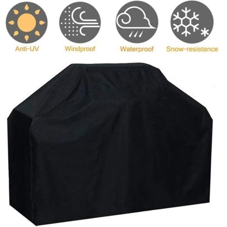 Housse de gril Heavy Duty en tissu Oxford imperméable et coupe-vent, résistant à la décoloration pour Weber, Brinkmann et la plupart des grilles de gril. 145x61x117cm. (1/5)