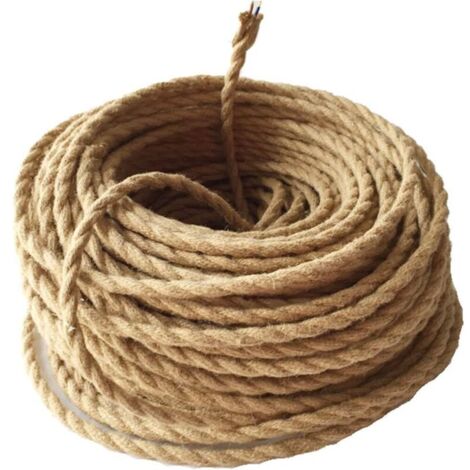 10m Fil électrique Corde, 2 Cœurs Linge de Câble d'éclairage de Corde Vintage Fil de cuivre recouvert Rétro Tressé Industriel Corde pour DIY Pendentif Lampe - RWCâble électrique (1/5)