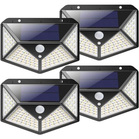 Lampe solaire d'extérieur 100 LED 2200mA Capteur de mouvement d'éclairage solaire extérieur, puissant projecteur solaire sans fil, lumière solaire avec 3 modes d'éclairage pour jardin, cour - paquet d (1/5)
