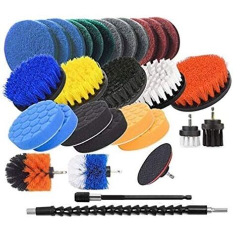 31 PIÈCES SÉRIE Perceuse Brosse Accessoires Tampon À Récurer Ensemble Éponge Électrique Propre Carrelage Brosse Salle De Bains Cuisine Automobile-A (1/5)