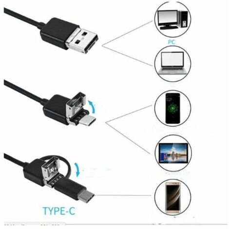 Caméra de surveillance interieur / exterieur, sans Fil 5.5mm 1080P HD Caméra d'inspection Endoscope WiFi zoomable avec 6 lumières LED et Tube de Serpent Rigide étanche IP68 pour Tablette de téléphone (1/5)