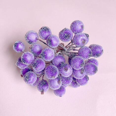 La couleur violette 5 Pièces Baies de Houx Fruits Givrés Baies de Houx Mini Fleur Artificielle de Baies de Noël pour Maison, Mariage, Fête, Anniversaire, Bricolage Décoration (1/2)