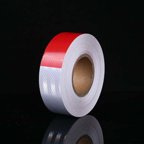 Ruban de signalisation,Ruban Adhésif Réfléchissant Avertissement 30m x 5cm Rouge et Blanc de Signalisation pour Véhicules Remorques Bateaux Camions (1/5)