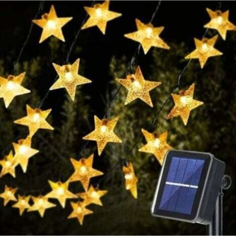 Guirlande lumineuse solaire d'extérieur en forme d'étoile, 12 m, 100 lumières, 8 modes, étanche, adaptée au jardin, à la terrasse, à Noël, à la fête (1/5)