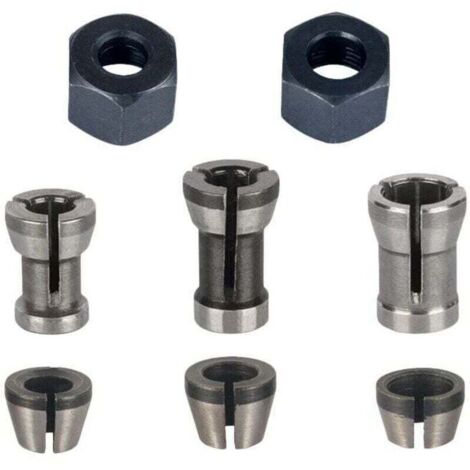 Enowelir Lot de 8 Mandrins de Fraiseuse avec Collets 6 mm 6.35 mm 8 mm et Pince de Serrage pour Défonceuse (1/4)